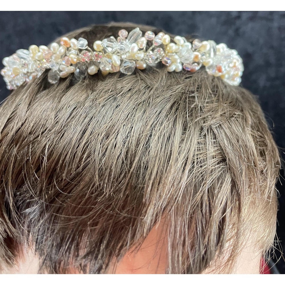 Elen Henderson‎ Crystal Silver White Blush Pearl Rhinestone Bridal Headpiece NEW